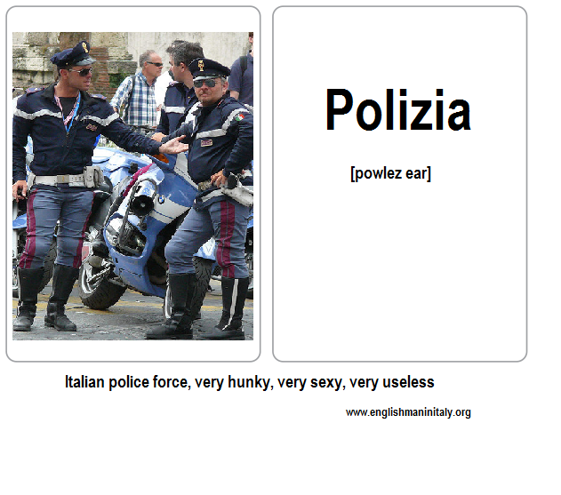 Police Italian Flash Card